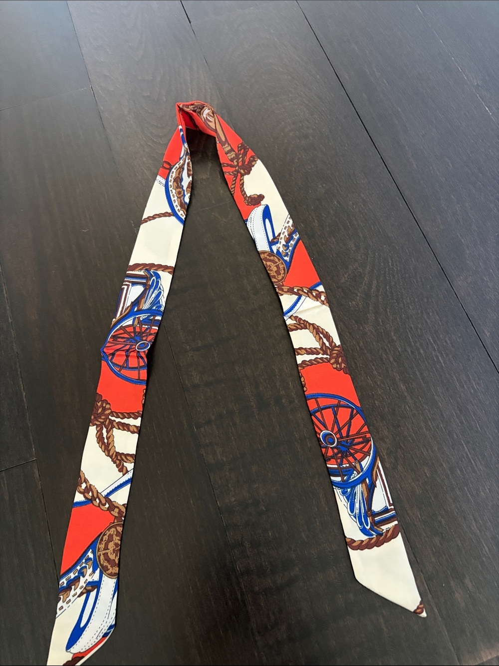 Vibrant Hermès Orange Shade Multi-Way Twilly Scarf